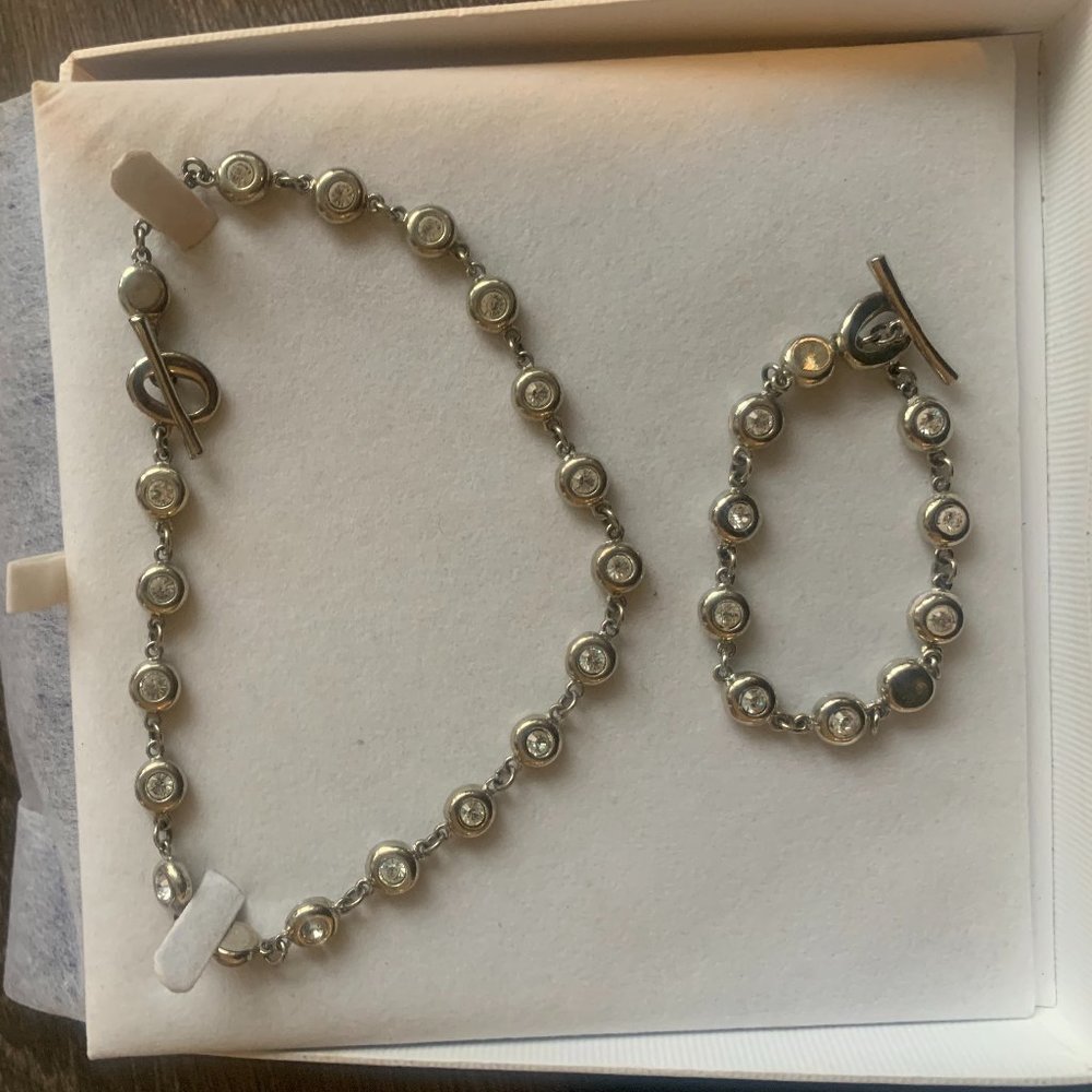 silver and gem bracelet and necklace set